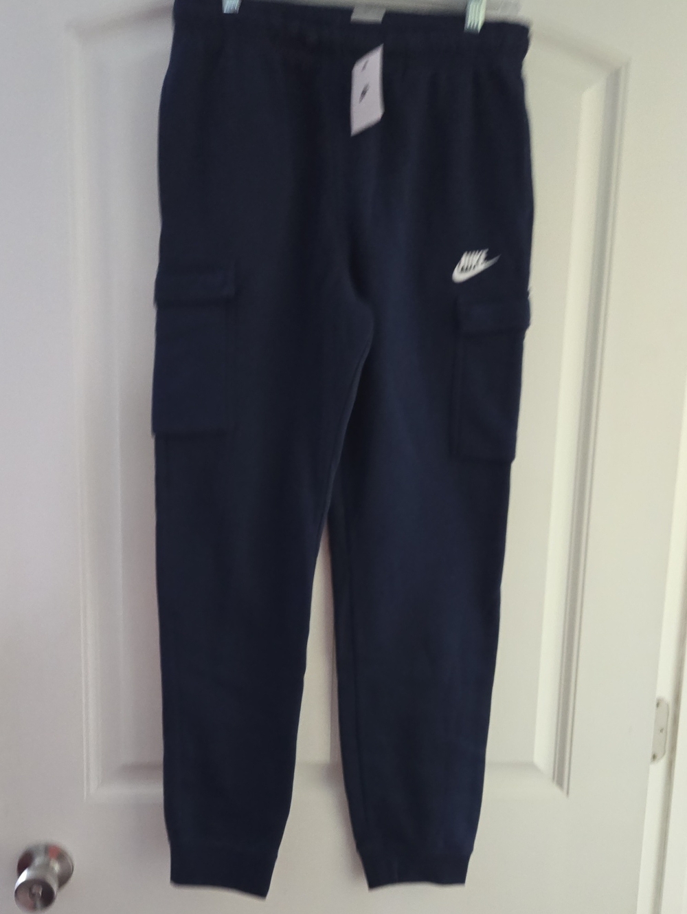 Nike Kids Navy Cargo Joggers with White Swoosh